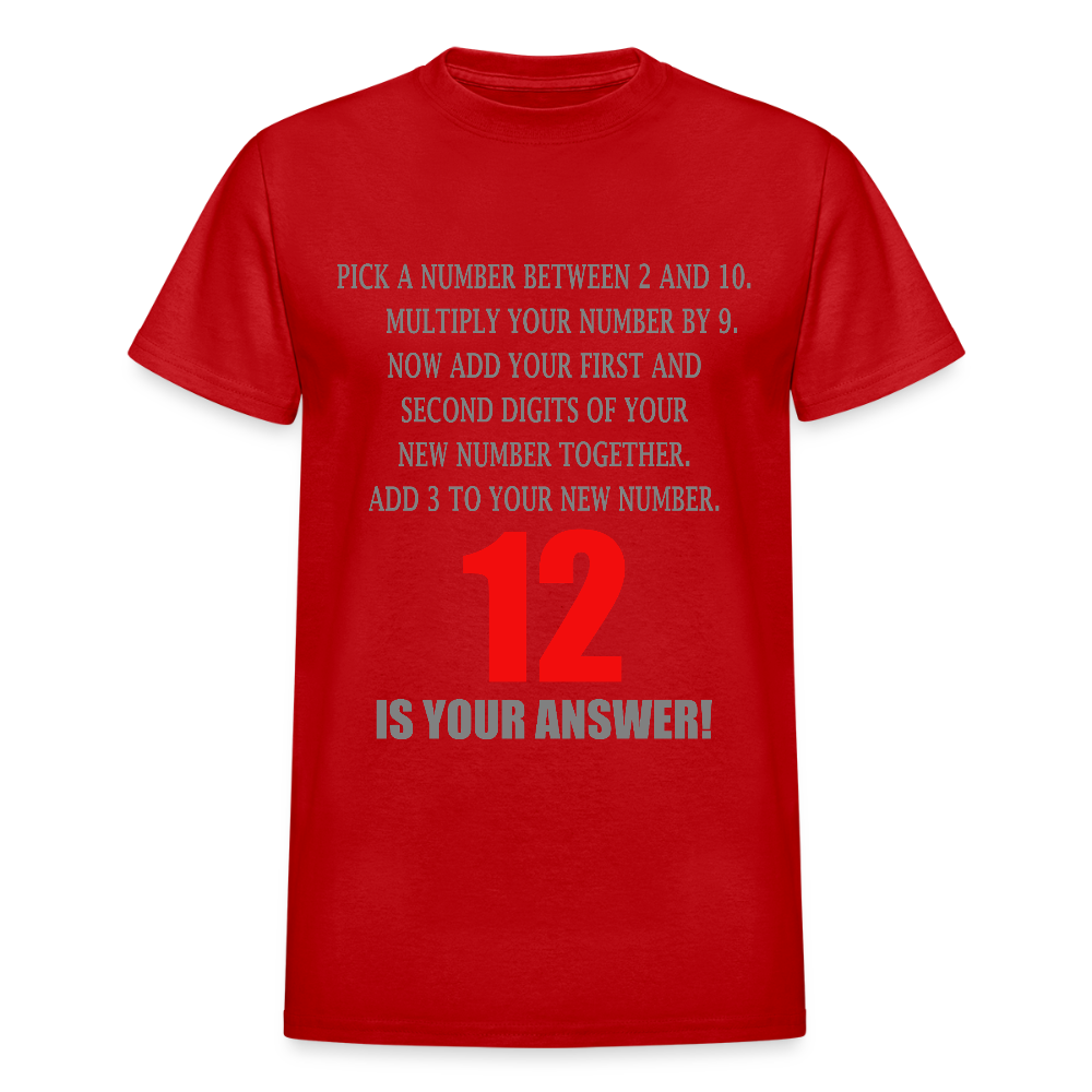 Problem Solving Math Teacher Shirt, Mathematics Shirt, Funny Joke Shirt, Answer Quote Lucky 12 Shirt, Mind Reading Sarcastic Cool - red