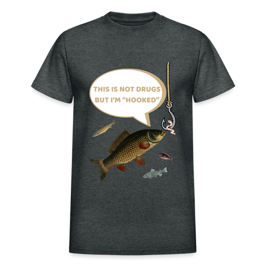 Funny Fishing Shirt, This is Not Drugs But I'm Hooked T-Shirt, Lake Lover Shirt, Cool Tee Men Daddy Dad Shirt, Fathers Day Fishing - deep heather