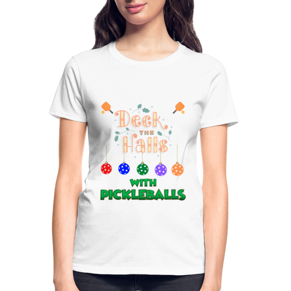 Pickleball Christmas, Deck The Halls With Pickleballs, Pickleball, Pickleball Player, Pickleball Paddle, funny pickleball Shirt - white