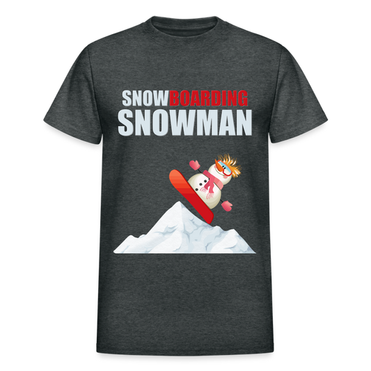 Snowboarding Snowman Shirt, Christmas Shirt, Holiday Shirt, Merry Christmas, Snowman Shirt, Snowboarding Shirt, Gift For Kids - deep heather