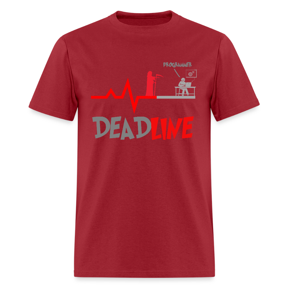 Deadline Programmer Shirt, Coder Shirt, Coding T Shirt, Funny Shirt, Grim Reaper Shirt, Computer Shirt, Developer t shirt - dark red