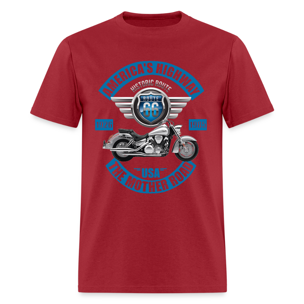 Americas Road, Route 66 Shirt, Fathers Day Gift, Mother Road, Route 66 T-Shirt, Road Trip Shirt, Route 66 Usa Motorcycle Biker Souvenir Tee - dark red