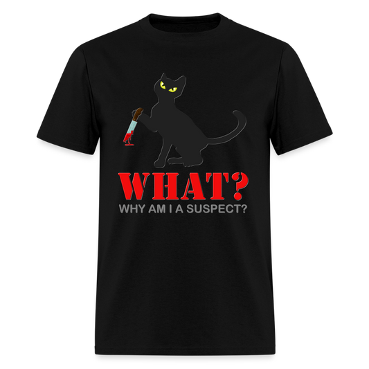 Halloween Cat Shirt, Why Am I A Suspect Shirt, Murderous Cat With Knife T-Shirt, Murderous Cat Shirt, Mens Premium T-Shirt - black