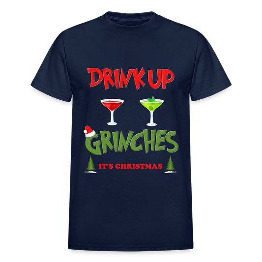 Drink Up Grinches Shirt, Christmas Gifts, Holiday Party, Funny Christmas Shirt, Family Christmas Shirts, Funny Holiday, What Up Grinches Tee, It's Christmas Shirt - navy