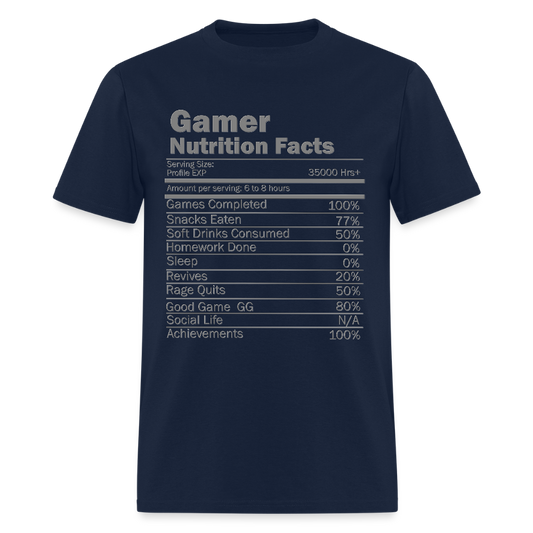 Gamer Nutrition Facts Video Game Shirt, Birthday Gift, Valentine Gift Gift For Gamer, Gamer Gift, Valentine's Day Gift, Gift For Him - navy