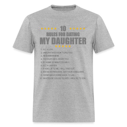 Gift For Father, Gift For Daddy, 10 Rules For Dating My Daughter T shirt, Shirt T-Shirt Gift For Father, Gift For Dad, Number One Star Dad For Him - heather gray