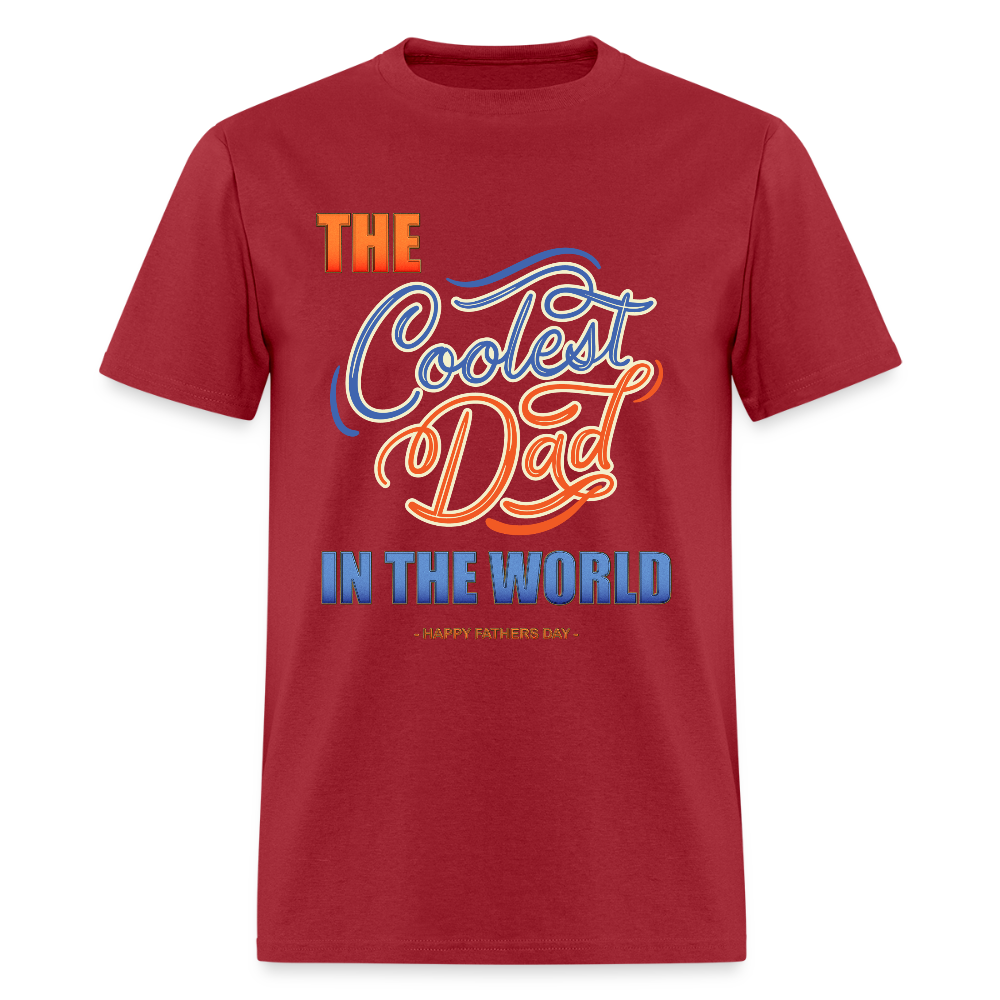Father's Day Gift For Him The Coolest Dad In The World T Shirt Funny Dad Shirt Happy Fathers Day Dad Shirt Gift Funny Christmas Gift - dark red