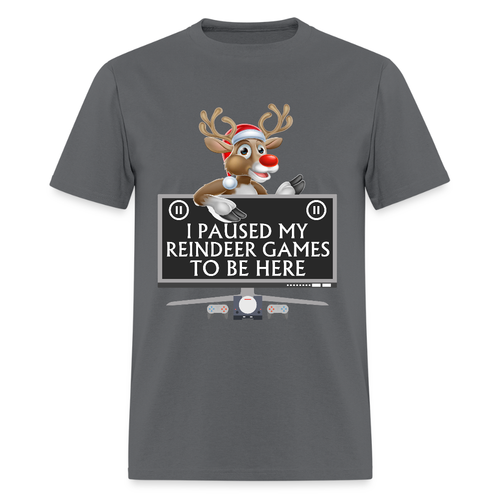 I Paused My Reindeer Game To Be Here Shirt, Gamer Shirt, Christmas Valentines Gift, Gamer Gift, Funny Gaming Shirt, Brothers Gift, Rudolph The Red Nose Reindeer Shirt. - charcoal