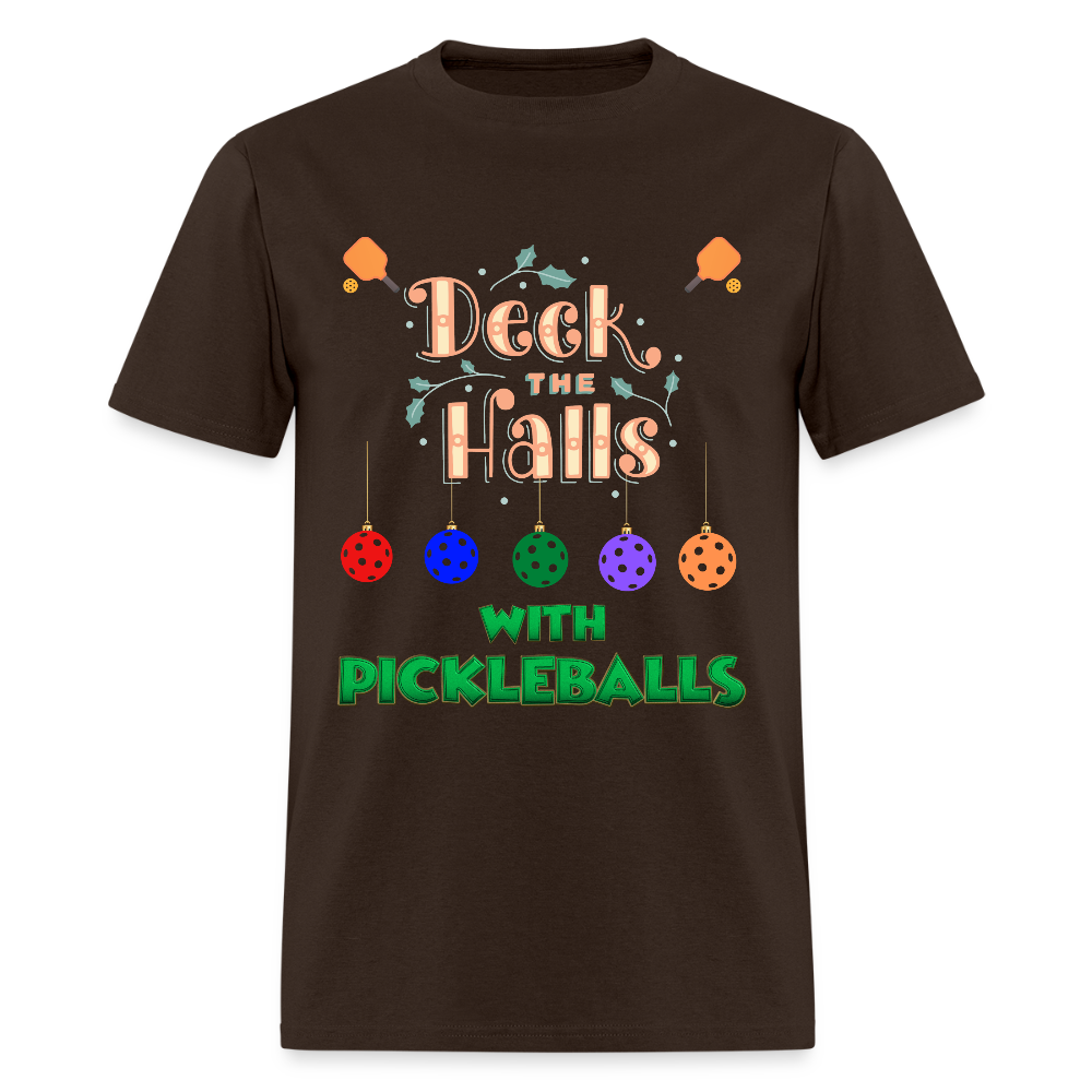 Deck The Halls With Pickleballs, Pickleball, Pickleball Player, Pickleball Christmas, Pickleball Paddle, funny pickleball Shirt - brown