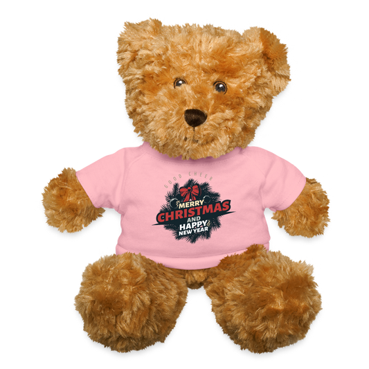 Christmas Teddy Bear, Merry Christmas Bear, Happy New Year, Xmas Teddy Bear, Xmas Bear, NYE Bear, Christmas Gift, Xmas Gift Idea - petal pink