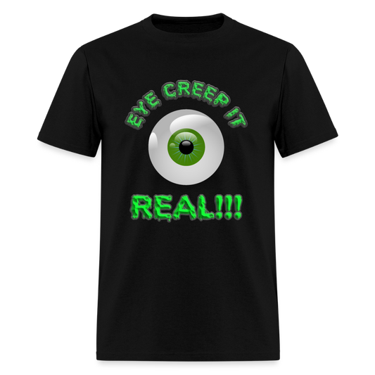 Creep It Real, Eye Creep It Real, Halloween, Scary, skull, haunted, horror, spook, howl, scream, party, October, dead, coffin, creepy, Women's Cropped T-Shirt - black
