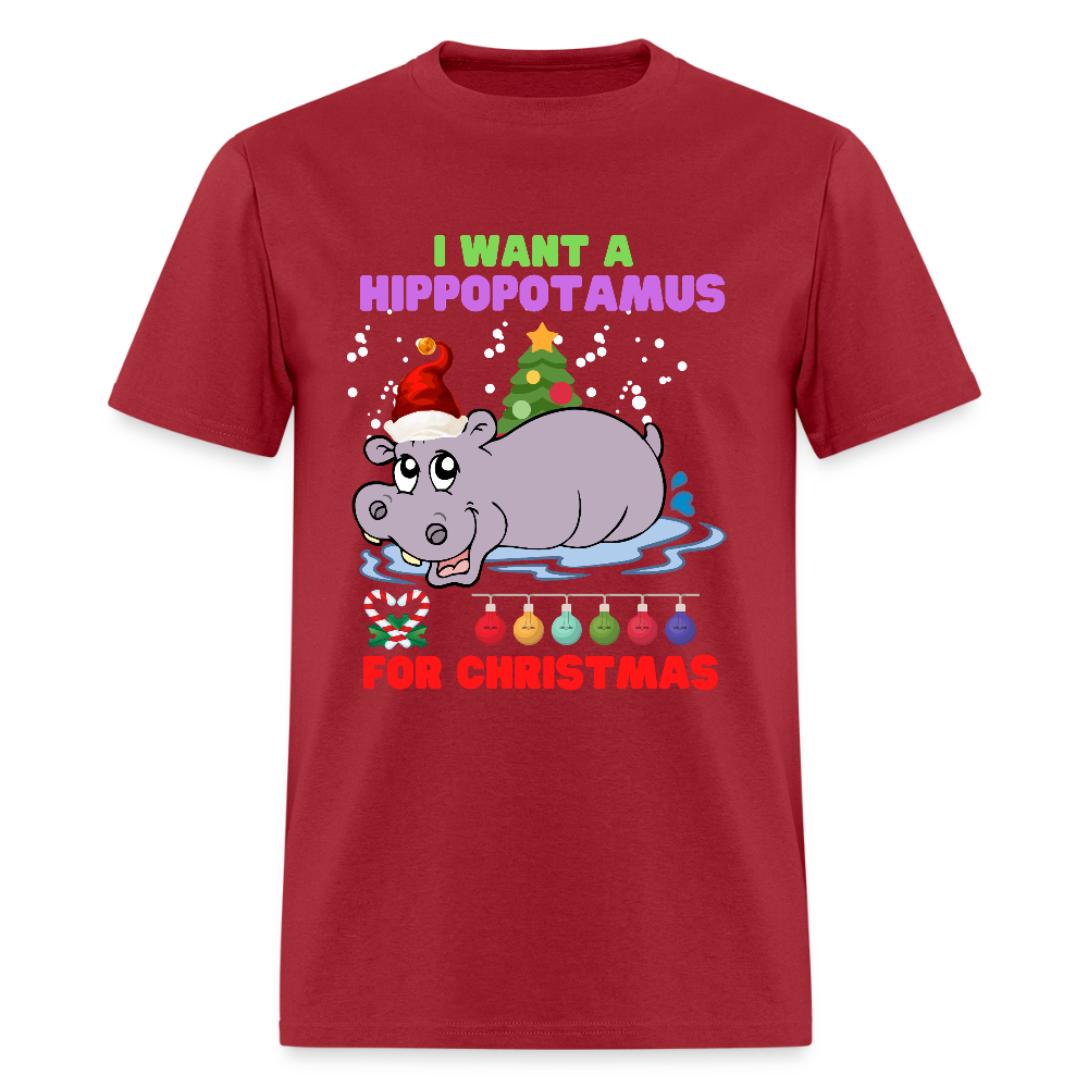 I Want A Hippopotamus For Christmas, Christmas Gifts, Hippo Christmas Shirt, Holiday Party, Funny Christmas Shirt, Family Christmas Shirts, Funny Holiday - dark red