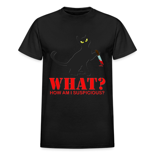 Halloween Cat Shirt, Cat What Funny Black Cat Shirt, How Am I Suspicious, Murderous Cat With Knife T-Shirt, Knife Murderous Cat Tee Shirt, Funny Cat Lover Shirt - black