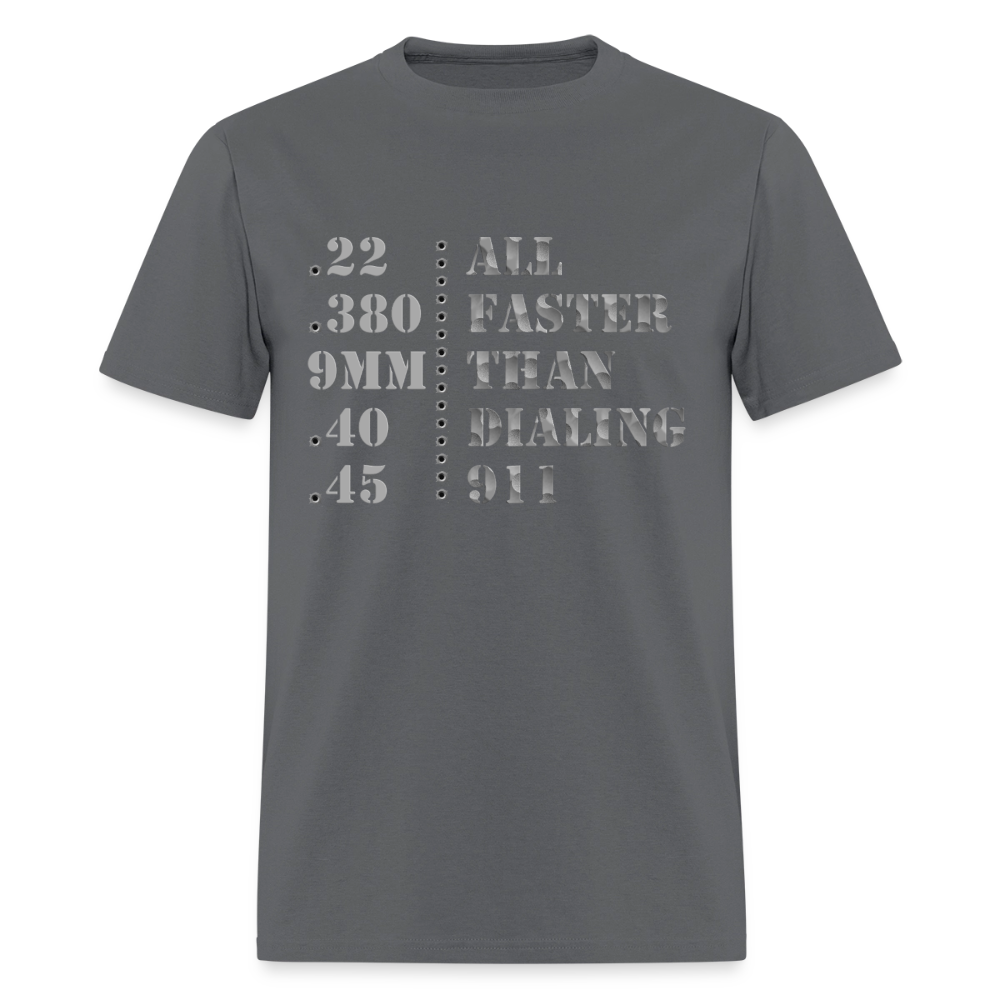 22 380 9mm 40 45 Gun Shirt, All Faster Than Dialing 911, Gun Lover Shirt, Long Range Shooting Shirt, Rifle Shirt, Bullet Hole Shirt, Gun Lover Gift, Bullet Gun Shirt, Funny Bullet Gun, Gun Lover, - charcoal