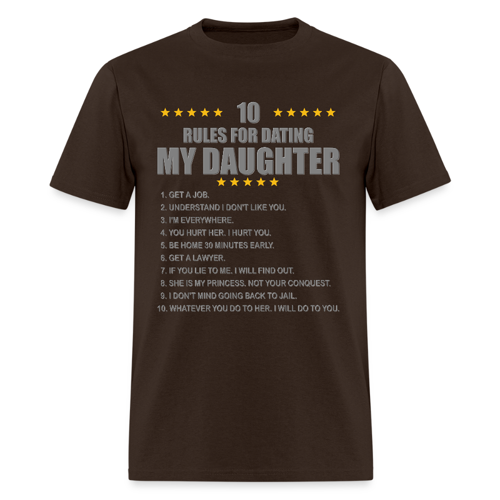 Gift For Father, Gift For Daddy, 10 Rules For Dating My Daughter T shirt, Shirt T-Shirt Gift For Father, Gift For Dad, Number One Star Dad For Him - brown