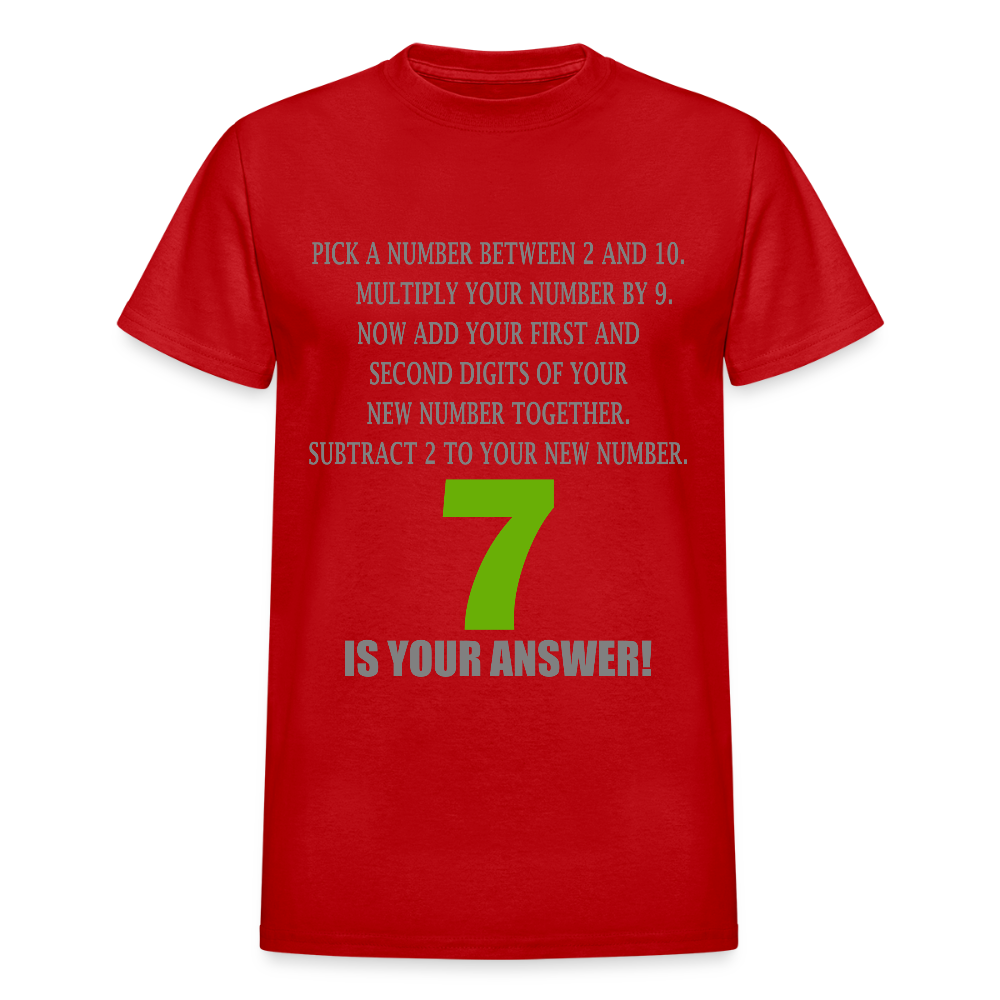 Problem Solving Math Teacher Shirt, Mathematics Shirt, Funny Joke Shirt, Answer Quote Lucky 7 Shirt, Mind Reading Sarcastic Cool - red
