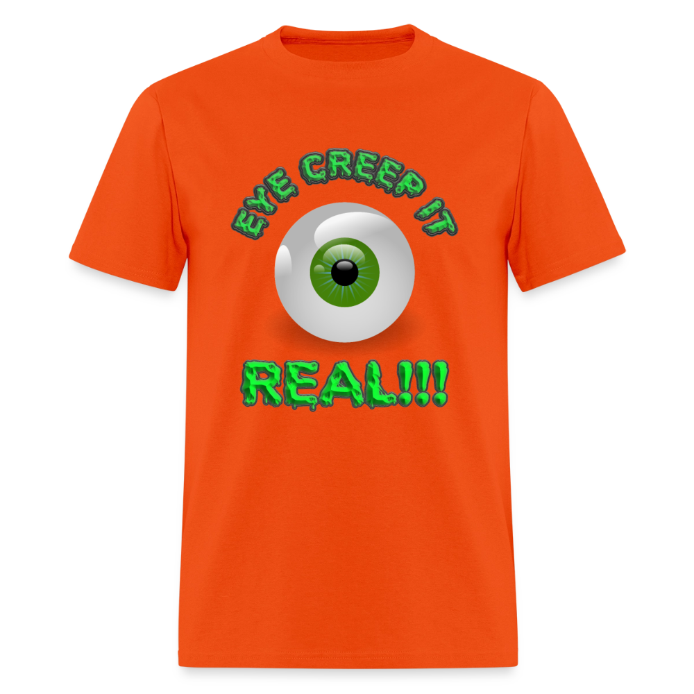 Creep It Real, Eye Creep It Real, Halloween, Scary, skull, haunted, horror, spook, howl, scream, party, October, dead, coffin, creepy, Women's Cropped T-Shirt - orange