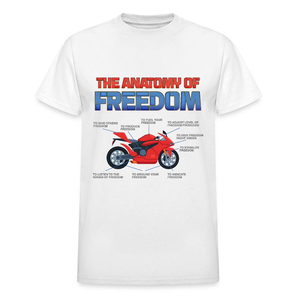 Motorcycle Gift, The Anatomy Of Freedom Shirt, Biker Lover Gift, Gift For Biker, Motor Cross, Motorcycle Anatomy - white