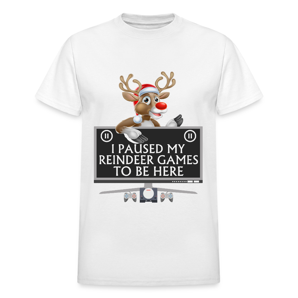 I Paused My Reindeer Game To Be Here Shirt, Gamer Shirt, Christmas Valentines Gift, Gamer Gift, Funny Gaming Shirt, Brothers Gift, Rudolph The Red Nose Reindeer Shirt. - white