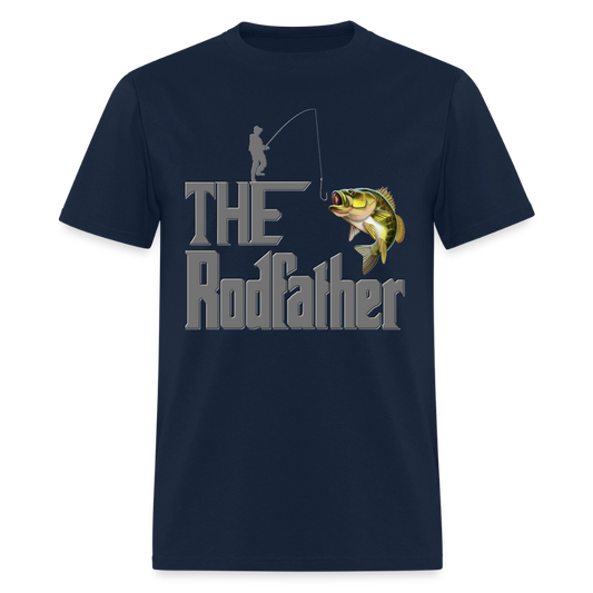 The Rodfather T-Shirt, Funny Fishing, Fishing Rod Shirt, Lake Lover Shirt, Fishing Gift For Men, Dad Fishing Shirt, Father Day Shirt - navy
