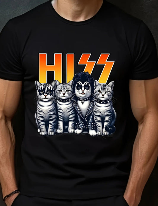 Hiss Shirt, Rock and Roll Cat, Kiss T-Shirt, Cat Shirt, Funny Cat Shirt, Street Cat Shirt, Rock Cat Shirt, Cat Rock Band, Rock band, Animal Rock Bank, Rock and Roll T-Shirt