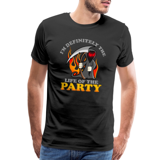 I'm Definitely The Life Of The Party, Grim Reaper, Death, Happy Halloween, Monster, Trick Or Treat, Spooky, Scary, Skull, Wolf, Werewolf, Orange, Bat, Red, Mountain, Men's Premium T-Shirt - black