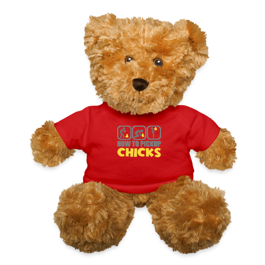 How To Pick Up Chicks Shirt, Fathers Day Gift Idea, Dad Shirt, Teenager Shirt, Pickup Line, Cheesy Pick-Up Lines Chicken, Chicks Teddy Bear - red