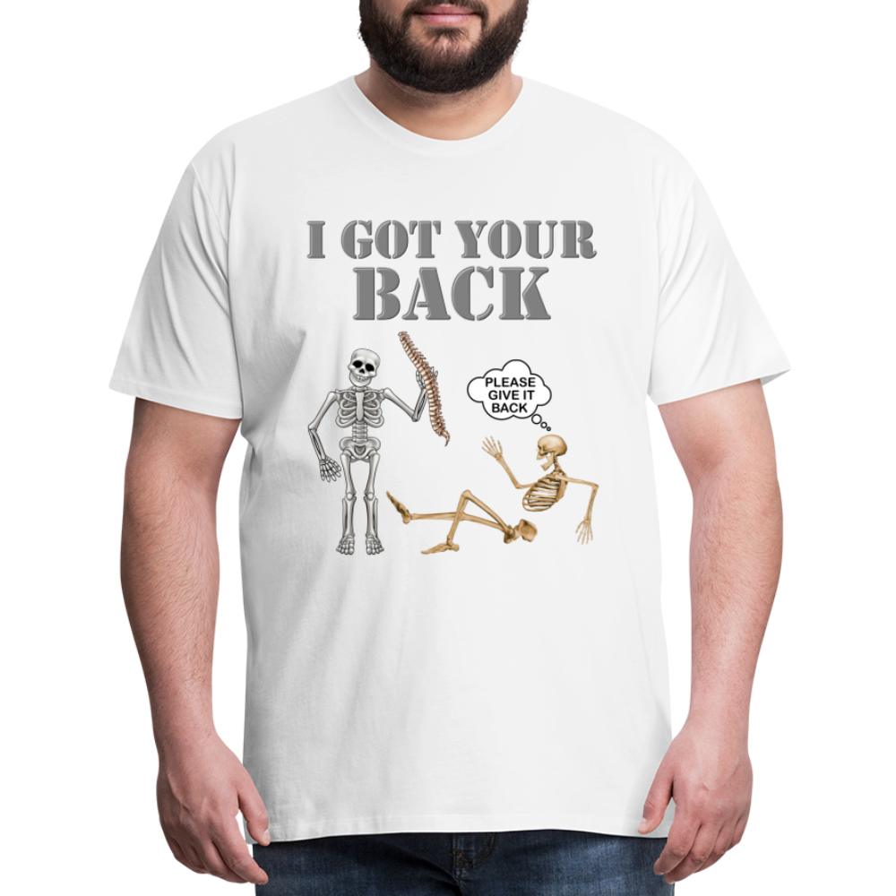 I Got Your Back Shirt, Funny Skeleton Rib Cage Tshirt, Halloween Skeleton Shirts, Mens Anti Valentines Day, Funny Pick Up Lines Men's Premium T-Shirt - white