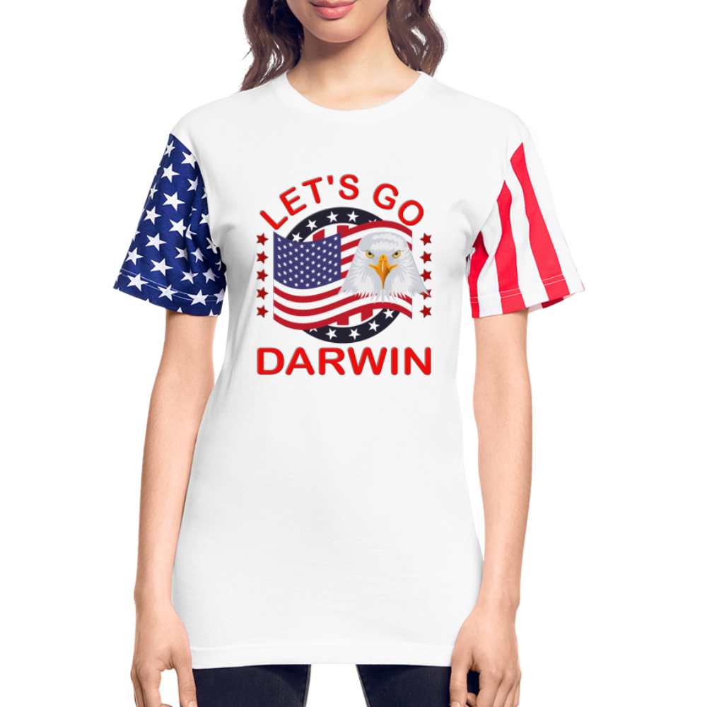 Let's Go Darwin Shirt, Happy 4th Of July, Let's Go Darwin T-Shirt, Funny Gift, American Flag, Patriotic, American Eagle, Stars And Stripes Shirt - white