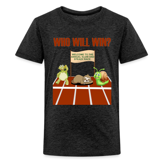 Who Will Win Shirt, Sloth Shirt, Turtle Shirt, Snail Shirt, Track and Field, Gift For Her, Gift For Him, Slow And Steady Race - charcoal grey