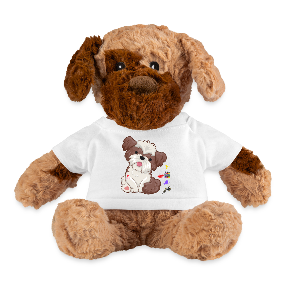 Dog Mama Plushy, Dog Lover Plushy, I Love Mom Dog Plushy, Funny Dog Lover Plushy, Plushy Dog With Shirt, Dog Dad Plushy, Dog Mom Plushy, Gift For Her, - white