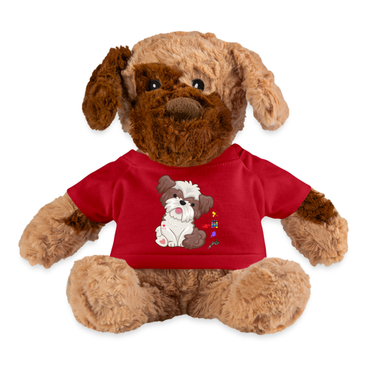 Dog Mama Plushy, Dog Lover Plushy, I Love Mom Dog Plushy, Funny Dog Lover Plushy, Plushy Dog With Shirt, Dog Dad Plushy, Dog Mom Plushy, Gift For Her, - red
