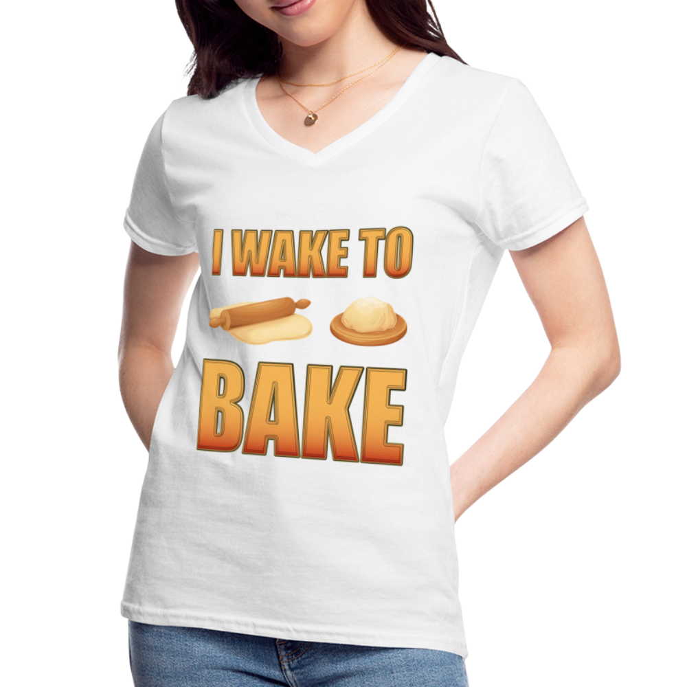 I Wake To Bake, Baking Baking Shirt, Baking Gifts, Funny Baker Shirt, Cookie Shirt, Baking Lover, Baker Baking T-Shirt - white