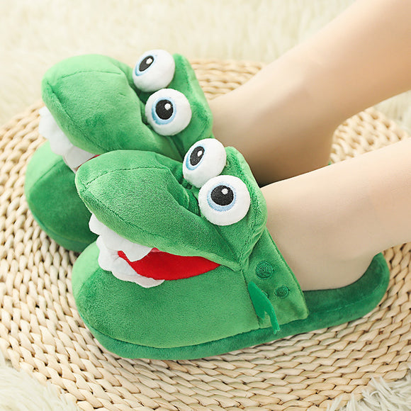 Quirky Frog Slippers, Cartoon Cotton Slippers, Mouth Will Move, Plush Cute Frog, Funny Indoor Winter, Couple Soft Bottom, Plush Toys, Indoor Slippers