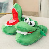 Quirky Frog Slippers, Cartoon Cotton Slippers, Mouth Will Move, Plush Cute Frog, Funny Indoor Winter, Couple Soft Bottom, Plush Toys, Indoor Slippers