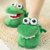 Quirky Frog Slippers, Cartoon Cotton Slippers, Mouth Will Move, Plush Cute Frog, Funny Indoor Winter, Couple Soft Bottom, Plush Toys, Indoor Slippers