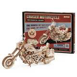 Motorcycle Model DIY,  Wooden Puzzle Craft Kit, To Build Cruiser Bike, Unique Gift for Adults, Home Decor Essentials