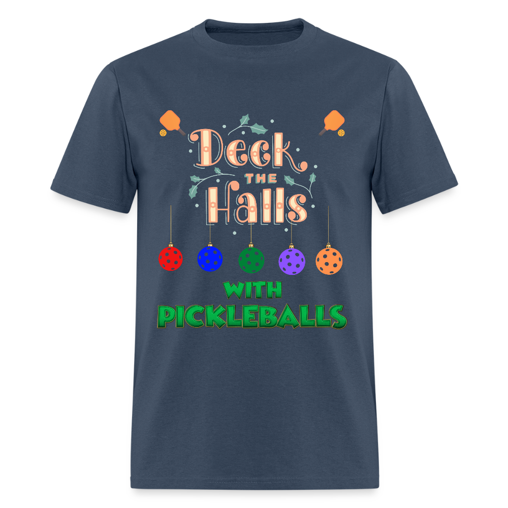 Deck The Halls With Pickleballs, Pickleball, Pickleball Player, Pickleball Christmas, Pickleball Paddle, funny pickleball Shirt -  blue dusk