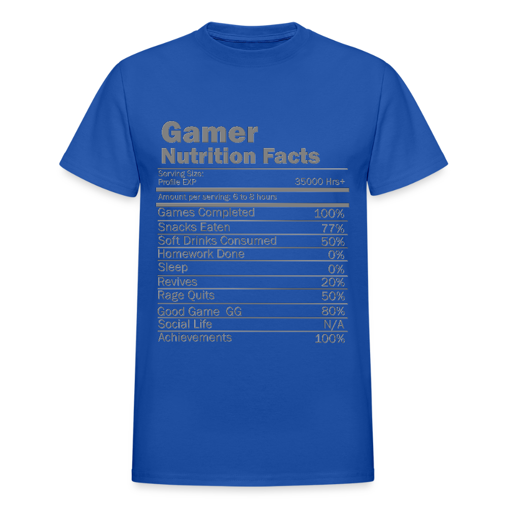 Gamer Nutrition Facts Video Game Shirt, Birthday Gift, Valentine Gift Gift For Gamer, Gamer Gift, Valentine's Day Gift, Gift For Him - royal blue