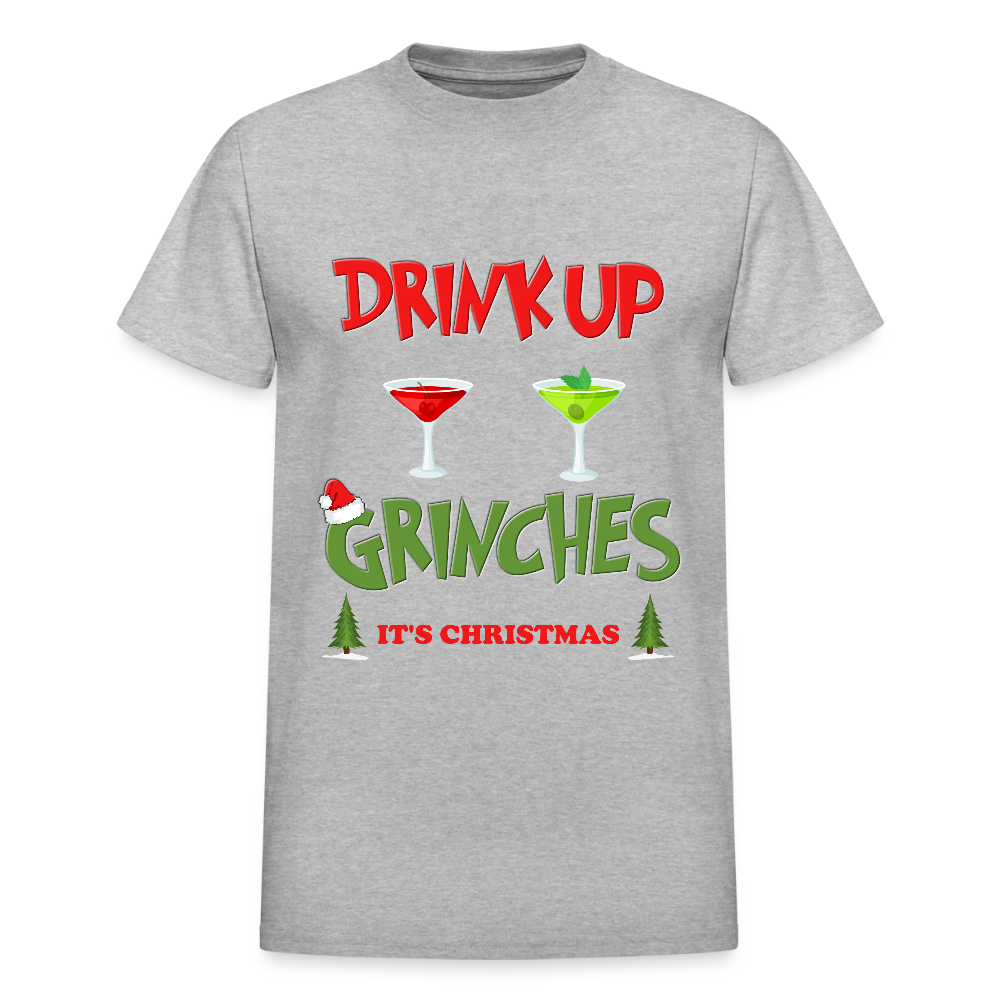 Drink Up Grinches Shirt, Christmas Gifts, Holiday Party, Funny Christmas Shirt, Family Christmas Shirts, Funny Holiday, What Up Grinches Tee, It's Christmas Shirt - heather gray