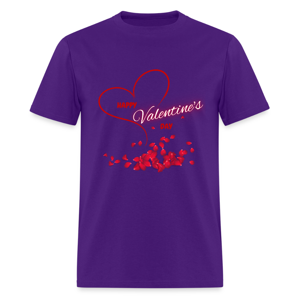 Happy Valentines Day Shirt, Valentines Day Gift,  Valentine For Him Her, Hearts, Rose Petals, Happy Valentines Day Gift, Men Valentines Day Gift, Women Valentine Gift - purple