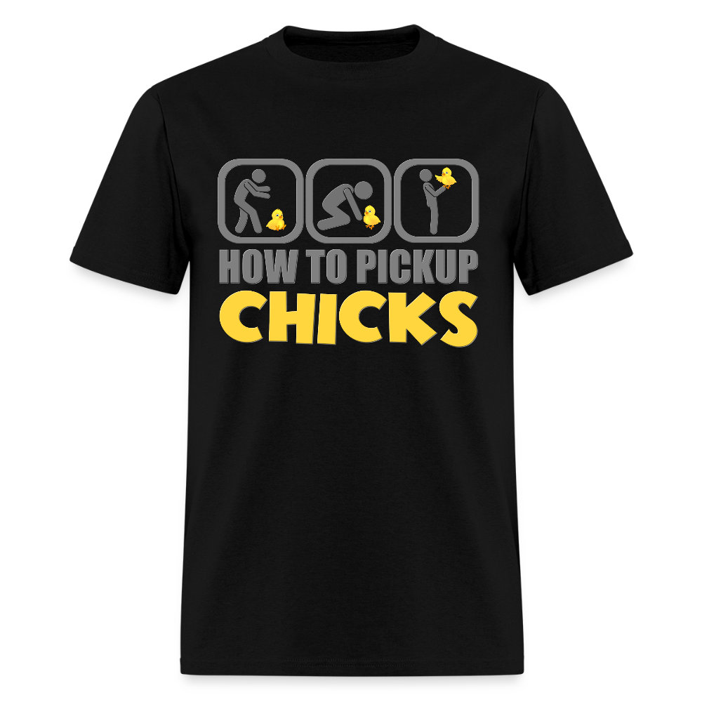 How To Pick Up Chicks Shirt, Fathers Day Gift Idea, Dad Shirt, Teenager Shirt, Pickup Line, Cheesy Pick-Up Lines Chicken, Chicks - black