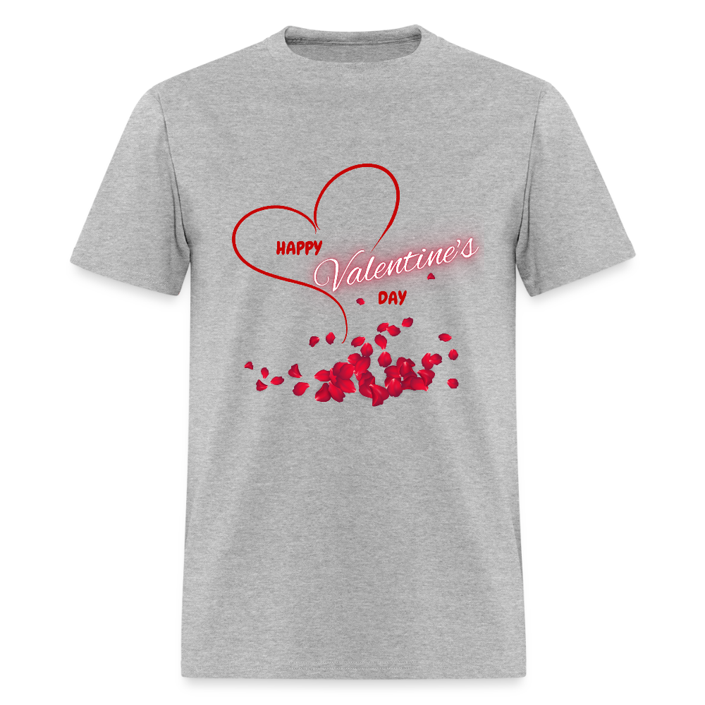 Happy Valentines Day Shirt, Valentines Day Gift,  Valentine For Him Her, Hearts, Rose Petals, Happy Valentines Day Gift, Men Valentines Day Gift, Women Valentine Gift - heather gray