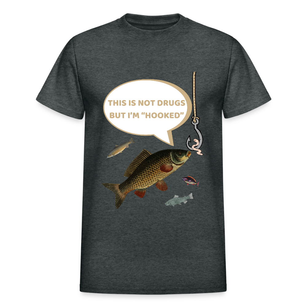 Funny Fishing Shirt, This is Not Drugs But I'm Hooked T-Shirt, Lake Lover Shirt, Cool Tee Men Daddy Dad Shirt, Fathers Day Fishing - deep heather
