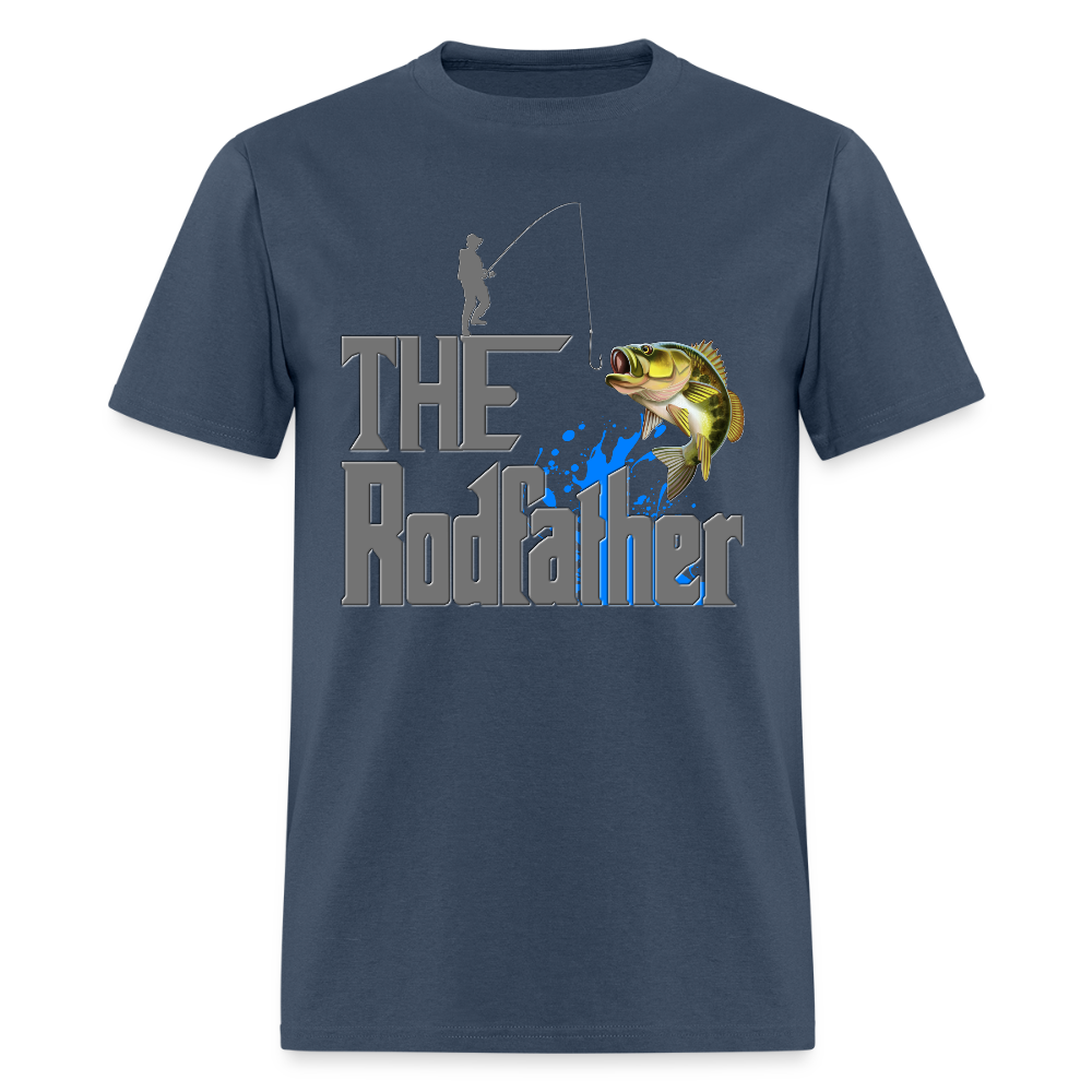 The Rodfather T-Shirt, Funny Fishing, Fishing Rod Shirt, Lake Lover Shirt, Fishing Gift For Men, Dad Fishing Shirt, Father Day Shirt -  blue dusk