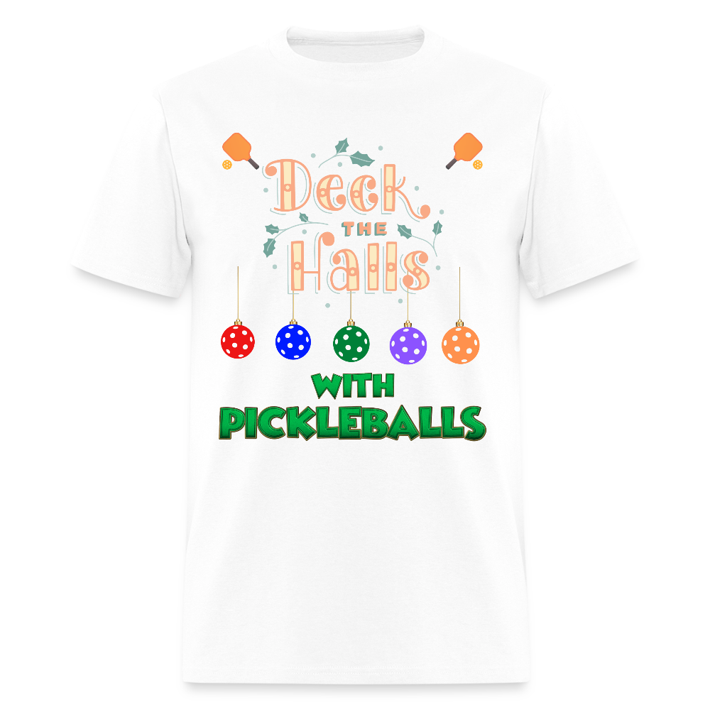 Deck The Halls With Pickleballs, Pickleball, Pickleball Player, Pickleball Christmas, Pickleball Paddle, funny pickleball Shirt - white
