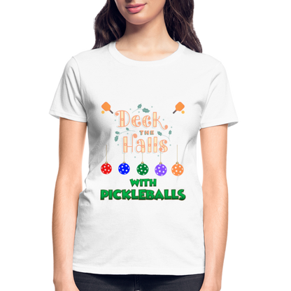 Pickleball Christmas, Deck The Halls With Pickleballs, Pickleball, Pickleball Player, Pickleball Paddle, funny pickleball Shirt - white