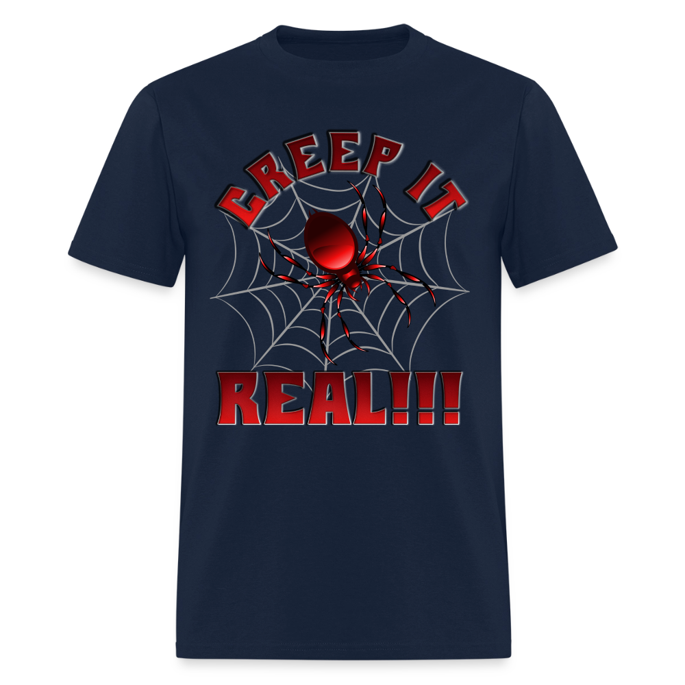 Creep It Real, Spider Shirt, Halloween Shirt Men, Black Spooky Shirt, Funny Halloween, Halloween, Web, Spiderweb Shirt, Men's Premium T-Shirt - navy
