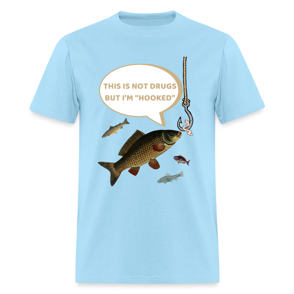 Funny Fishing Shirt, This is Not Drugs But I'm Hooked T-Shirt, Lake Lover Shirt, Cool Tee Men Daddy Dad Shirt, Fathers Day Fishing - powder blue