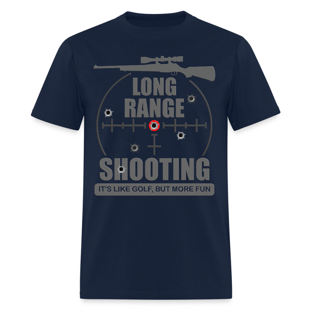 Long Range Shooting Shirt, Rifle Shirt, It's Like Golf But More Fun, Bullet Hole Shirt,  Gun Lover Gift,  Bullet Gun Shirt, Funny Bullet Gun, Gun Lover, Veteran Gift, Pew T-shirt. - navy
